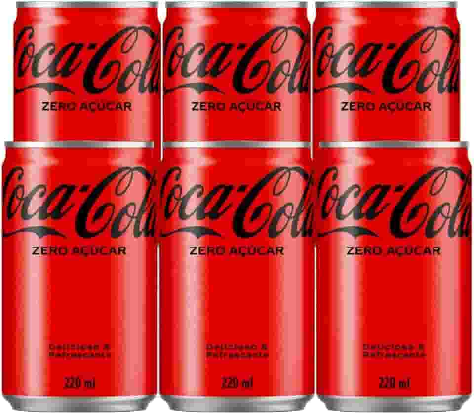 Pack de Coca-Cola sem açucar Lata 220mL 6 unidades