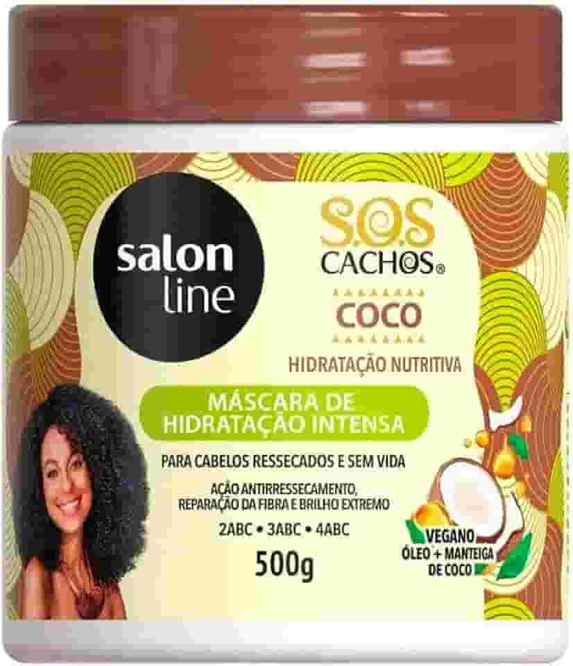 Salon Line, Máscara Capilar, SOS Cachos, Coco, Hidratação Nutritiva, Vegano - Cabelos Ondulados, Cacheados e Crespos, 1 Kg (A embalagem pode variar)