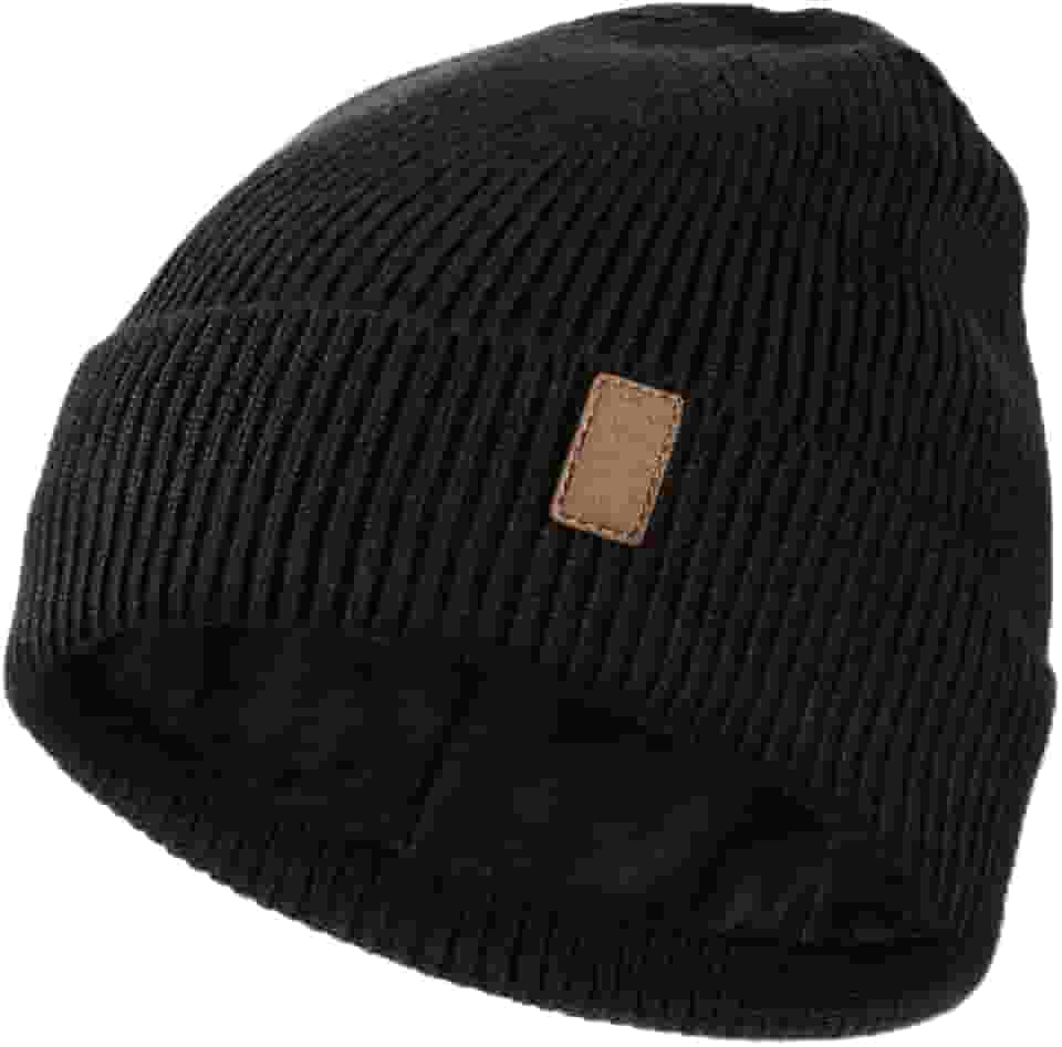 Gorro de malha forrado com lã - chapéu de inverno para homens e mulheres, boné com punho para clima frio