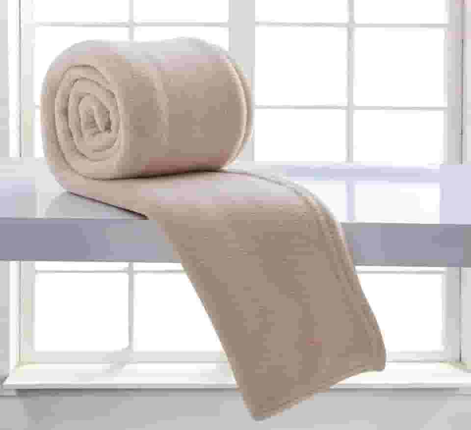 Manta Corttex Microfibra Bege, Solteiro, . Tecido