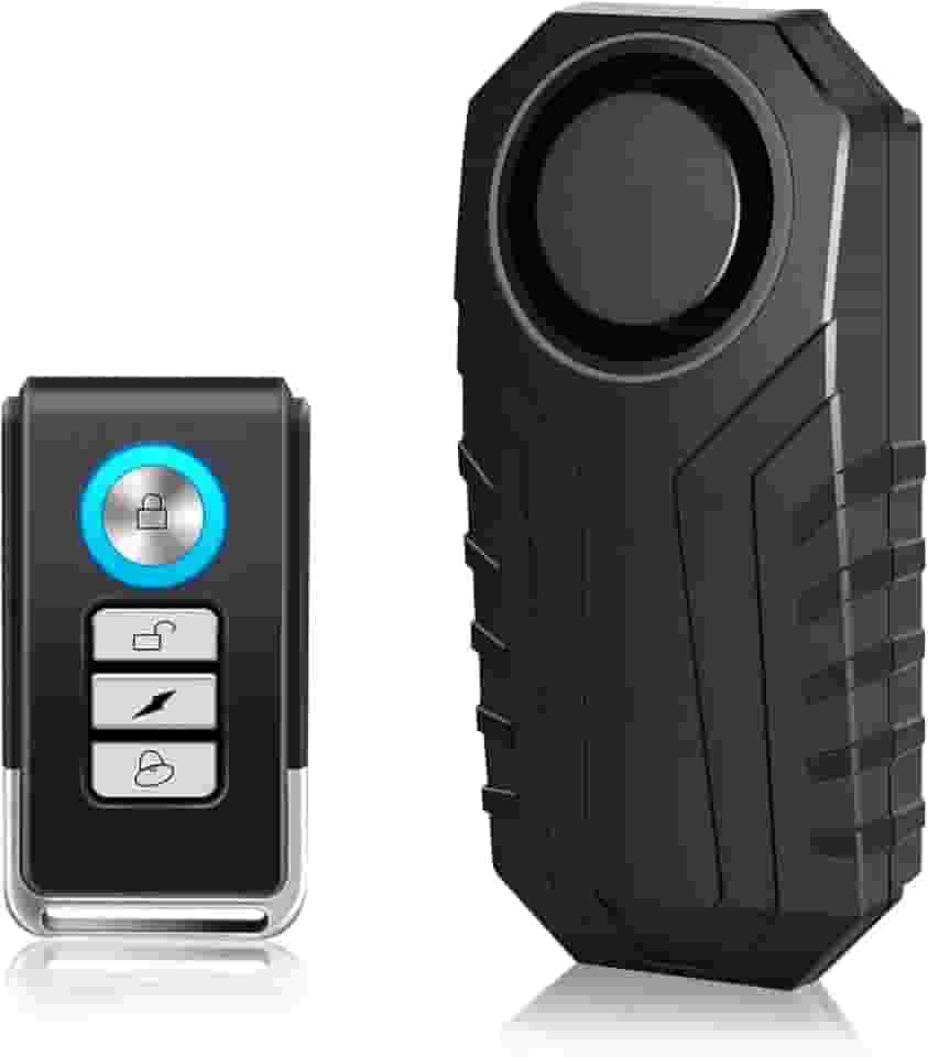 Cruxer Sistema de sensor de movimento remoto de alarme de bicicleta, alarme de motocicleta com controle remoto, alarme de bicicleta antifurto alto de 110 dB, segurança de vibração à prova d'água sem