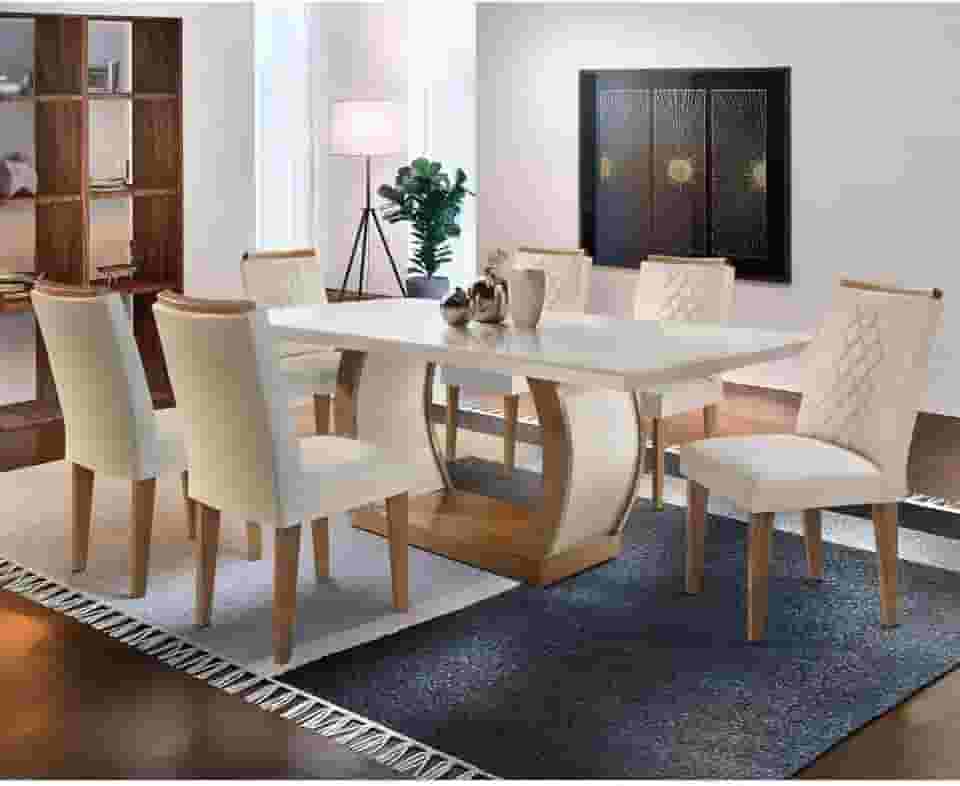 Conjunto Sala de Jantar 6 Cadeiras Kate Siena Moveis