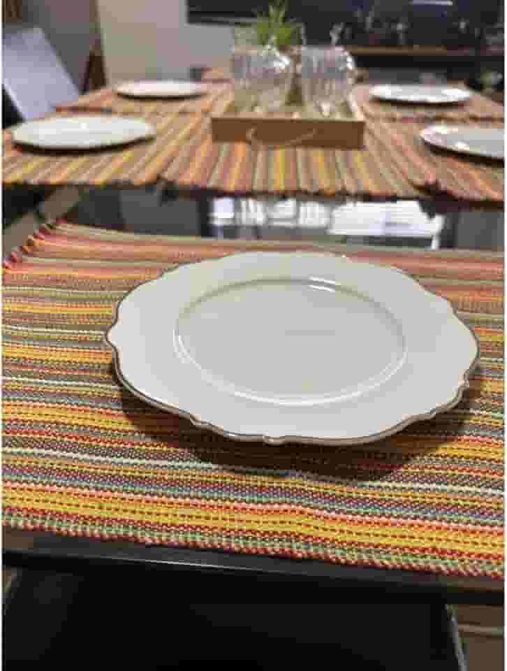 Jogo Americano 7 Peças Algodão com Trilho de Mesa Lugar Americano 6 Lugares Decoração Mesa Cozinha (JGAM03)