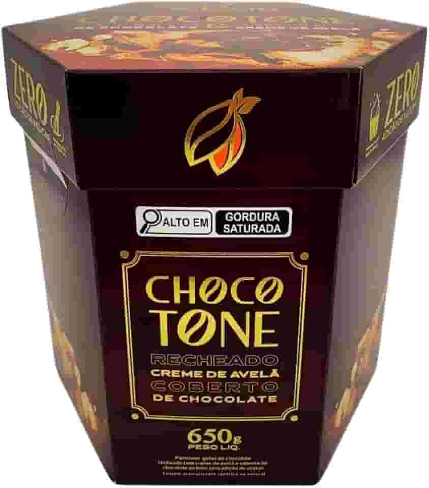 Chocotone Recheado de Avelã com Cobertura Chocolate Zero Açúcar Selecto Cacau 650g Fabricação Artesanal