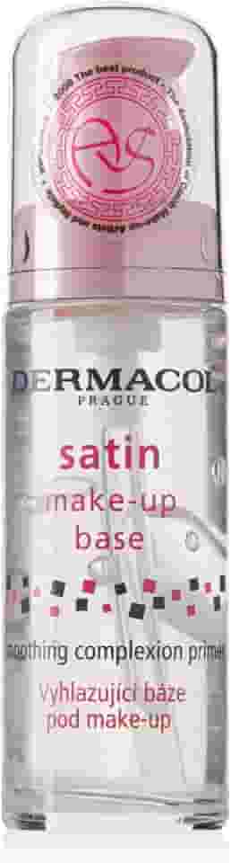 Primer facial transparente Dermacol Satin Makeup Base, pele aveludada, cobre rugas e poros, para pele oleosa, seca e mista, fácil de aplicar, pele pronta para a base (30 ml)