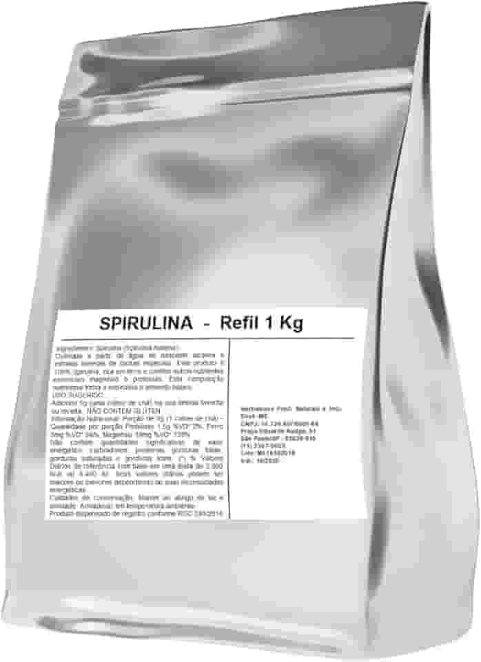 Spirulina em Pó 1kg, Refil, Vegano, Espirulina Verde Maxima, 100% Pura, Suplemento Alimentar Natural