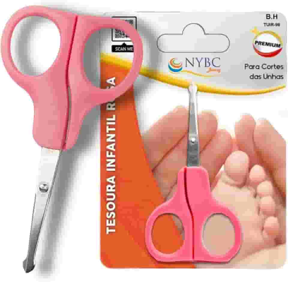 Tesoura Infantil Cabo Plástico Rosa - NYBC Beauty - TUIR-98