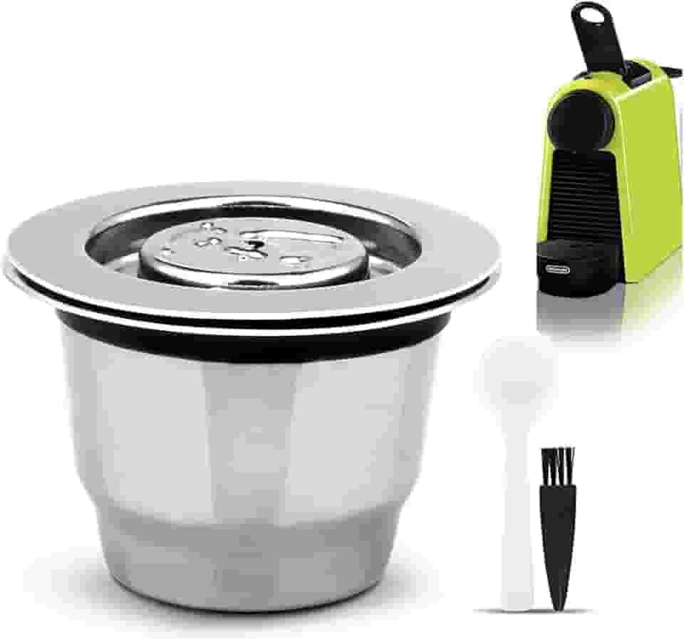 Cápsula reutilizável de aço inoxidável recarregável com tampa reutilizável compatível com máquinas Nespre*so