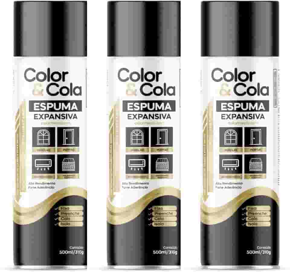 Espuma Expansiva Selante Vedante Reparo Acustivo Preenchimento Uso Geral PU Profissional 500ml Com aplicador - Kit 3 Unidades