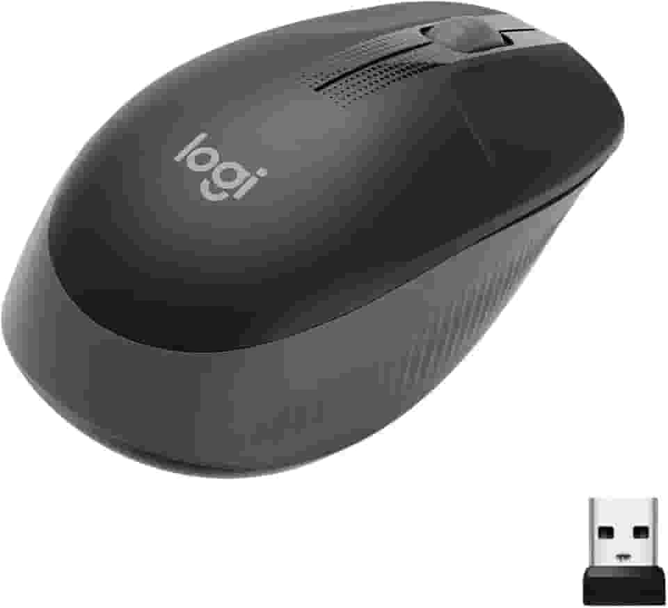 Mouse sem fio Logitech M190 com Design Ambidestro de Tamanho Padrão, Conexão USB e Pilha Inclusa - Cinza