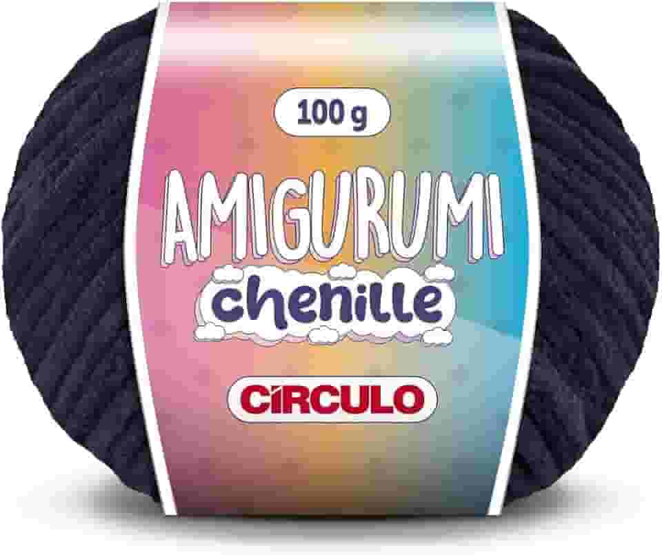 Linha Amigurumi Chenille - Circulo - 100g - 110 metros - 909 TEX (8990-Preto)