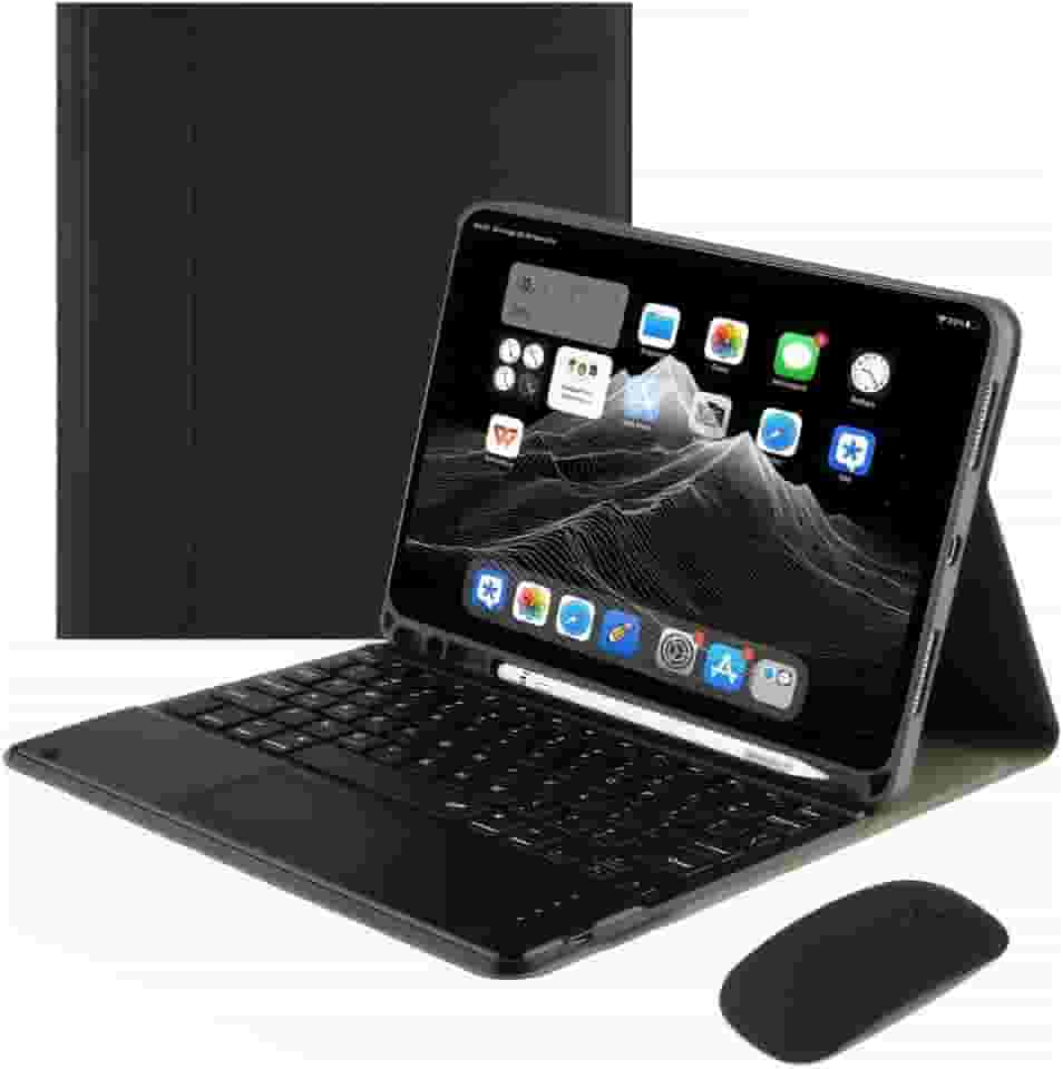 Capa Para Tablet, Capa + Mouse e Teclado Magnético Bluetooth Destacável Para IPad 9ª/ 8ª /7ª Geração (Preto, Teclado de toque)