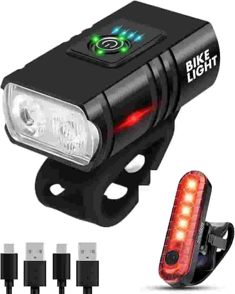 ROTOPATA Luzes De Bicicleta Dianteiras E Traseiras Para Pedalar À Noite, Led Recarregáveis Por Usb, Conjunto Faróis Lanternas Com Piscas, Carregamento Rápido, Fácil Instalar