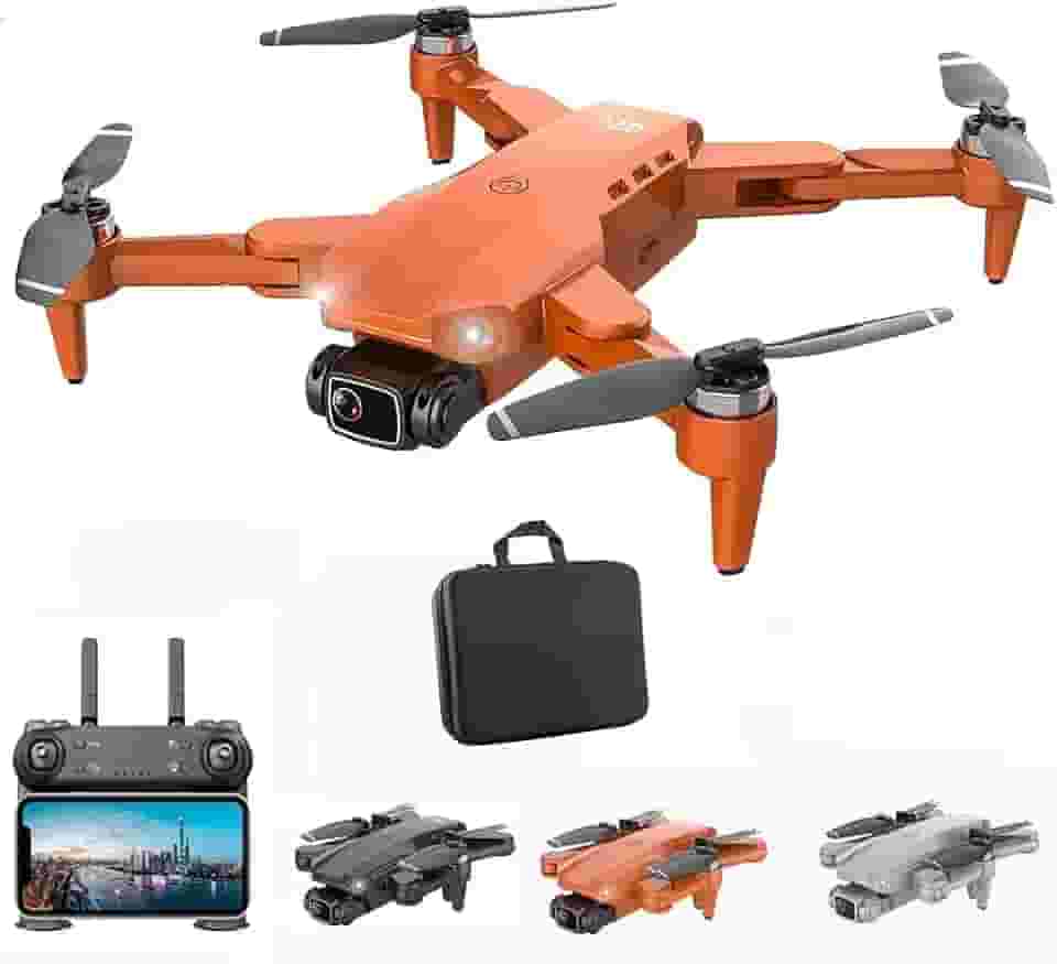 Drone L900 Pro com Camera 4k Full HD Duas Cameras Com GPS 5G WIFI FPV Transmissão em Tempo Real Motores Brushless Alcance remoto 1,2km Drone Profissional Com Case (Laranja)