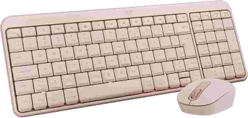 Combo Teclado e Mouse Sem Fio Logitech MK250 Bluetooth com Conectividade Rápida e Fácil, Design Compacto, Mouse Ambidestro, Layout ABNT2, Construção Durável, Compatível com PC e Mac - Rosa