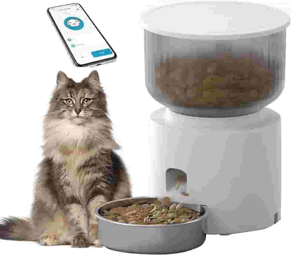 Comedouro para Cães Alimentador automático pet,3L Comedouro automatico para gatos,Controle de APP WiFi 2.4G,Tigela de aço inoxidável,removível e lavável
