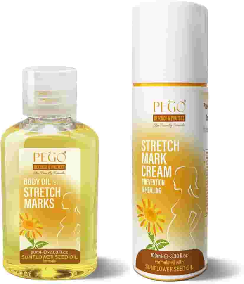 AOAO Óleo Pego Para Estrias, Prevenção E Redução De Estrias Na Gravidez, Gestação, Hidratante A Pele, 5,41 Oz (Óleo + Creme)