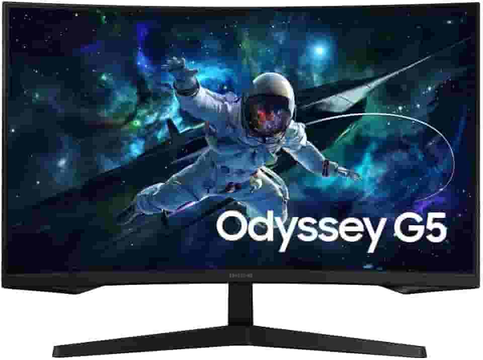 Monitor Gamer Samsung Odyssey G5 32, Resolução QHD, Taxa de atualização de 165Hz & 1ms de tempo de resposta (MPRT), Curvatura com 1000R, HDR 10, AMD FreeSync, Eye Saver Mode & Flicker Free Mode