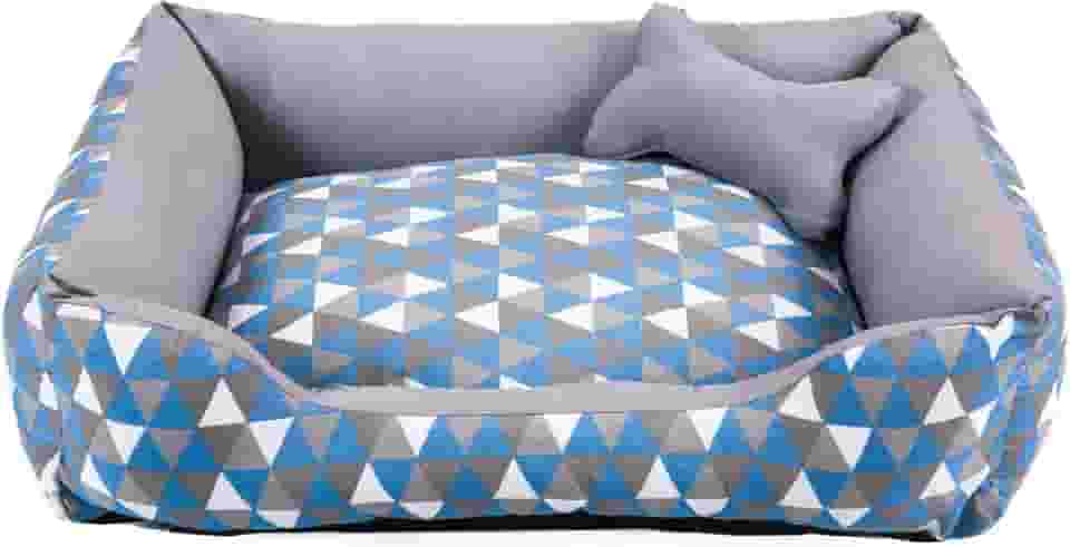 Cama para Cachorro Médio 60X50 Com Zíper Estampa Geométrico Turquesa Cinza