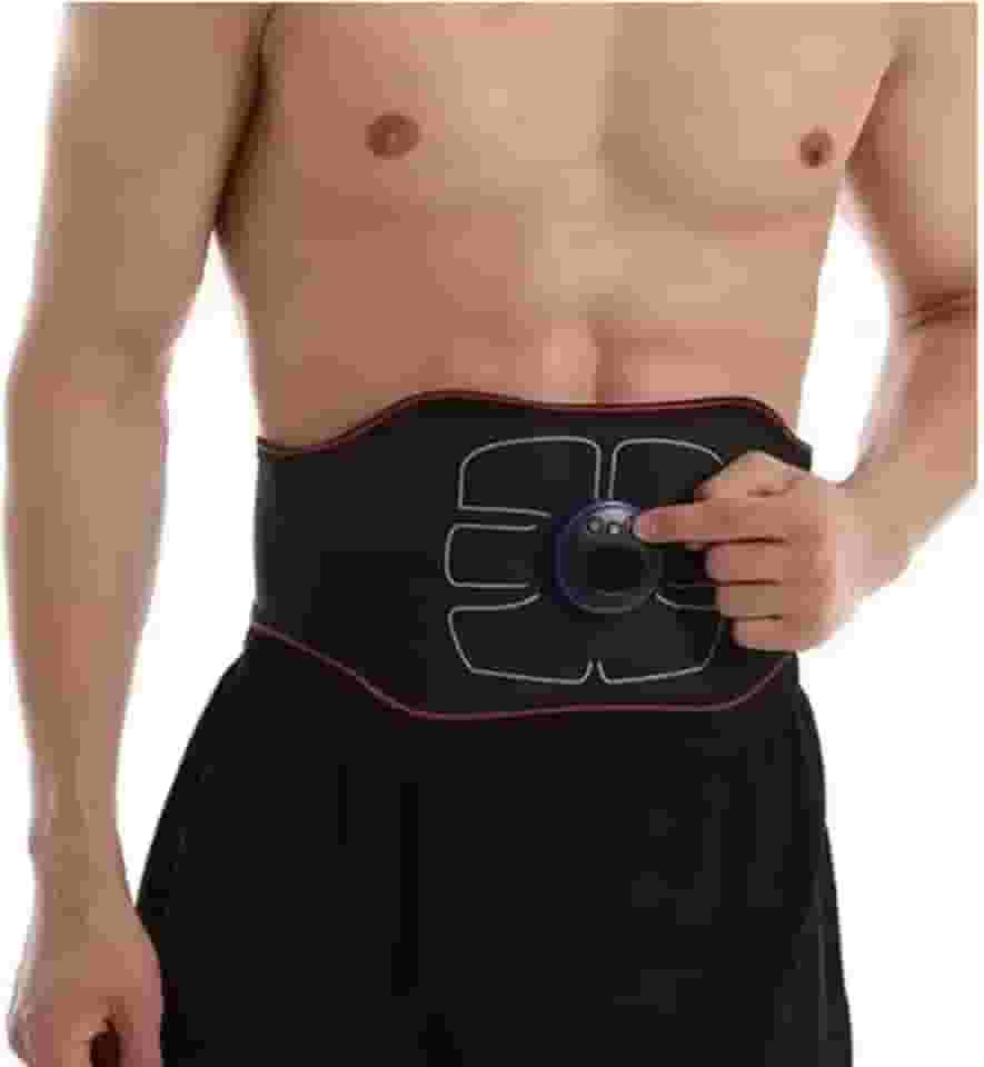 Cinta Tonificadora EMS, Estimulador Muscular Abdominal Recarregável, 6 Módulos, 9 Níveis de Intensidade, 105-130cm