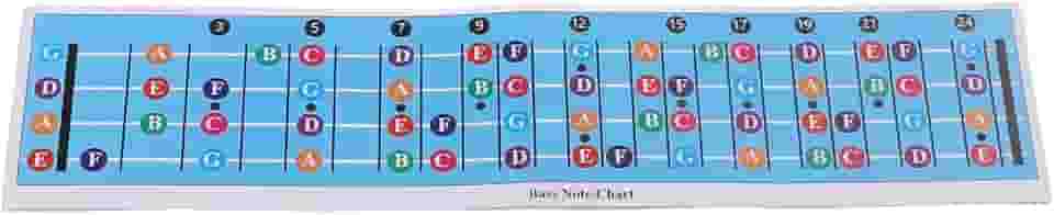 Gráfico de Escala de Contrabaixo Aprendizagem Fácil para Iniciantes Com Codificado por Cores, Configuração Simples, Auxílio Prático Ideal para Dominar o Contrabaixo