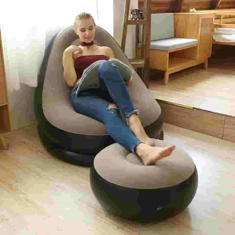 Poltrona inflável rápido portátil com banco de apoio para os pés