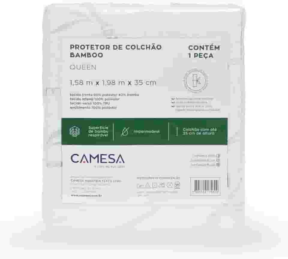 Camesa Protetor De Colchão Bamboo Blend Impermeável Queen 158x198x35cm - Branco