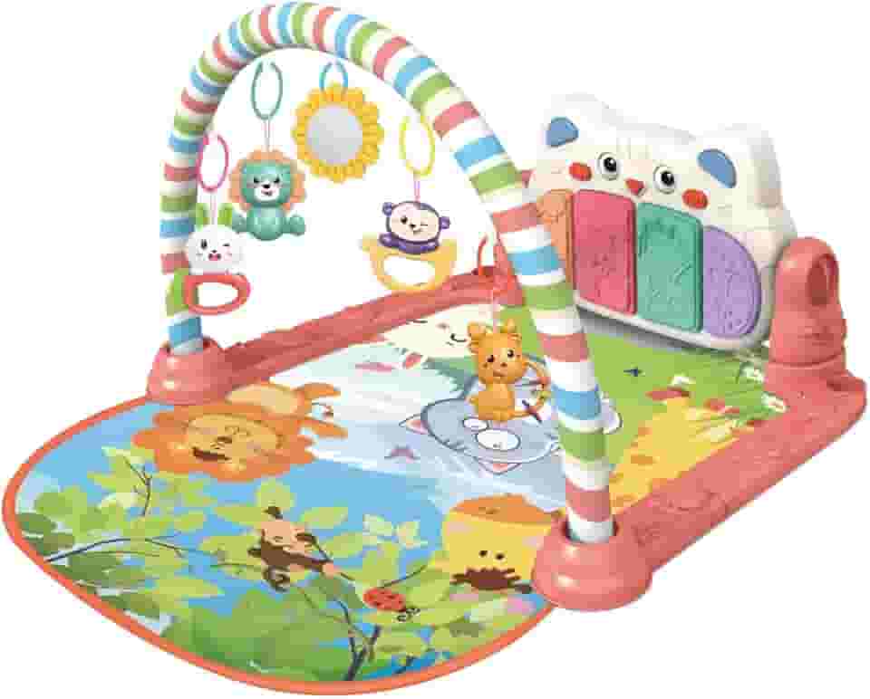 Maxi Baby Tapete de Atividades Com Piano e Andador 3 em 1 Para Bebê Smile Rosa