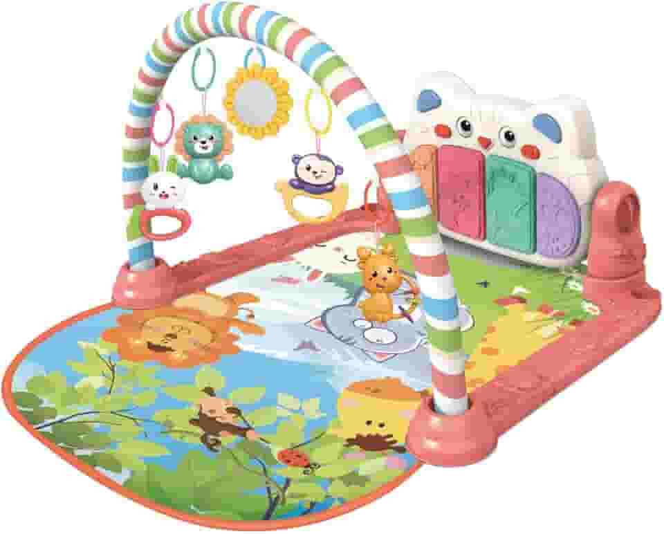 Maxi Baby Tapete de Atividades Com Piano e Andador 3 em 1 Para Bebê Smile Rosa