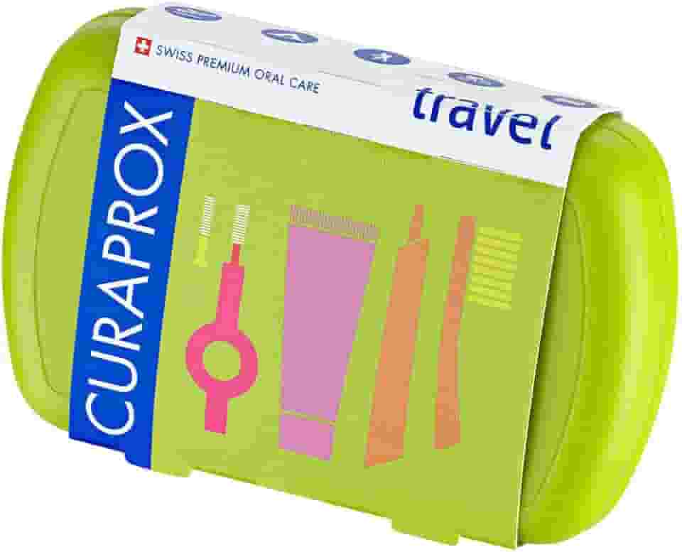 Kit Viagem Curaprox Estojo, Escova Dental, Creme Dental, Escova Interdental Sortido