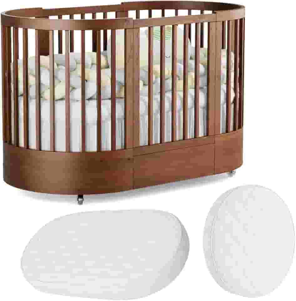 Berço Redondo Evolutivo Crescer 3 em 1 Coleção Wave Divicar Fabricado em MDF e Madeira Maciça Eucalipto (MEL)