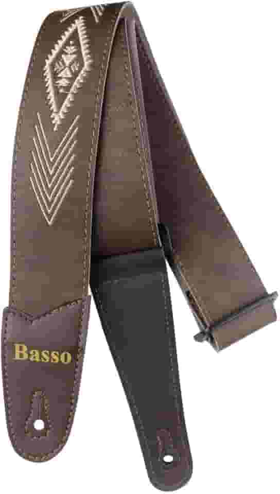 Correia Basso Premium para Violão, Guitarra e Baixo – Strap Ajustável de 0,80 a 1,50 m em Couro Sintético Bordado Estilo Folk Country Vintage – Conforto, Durabilidade e Design Artesanal