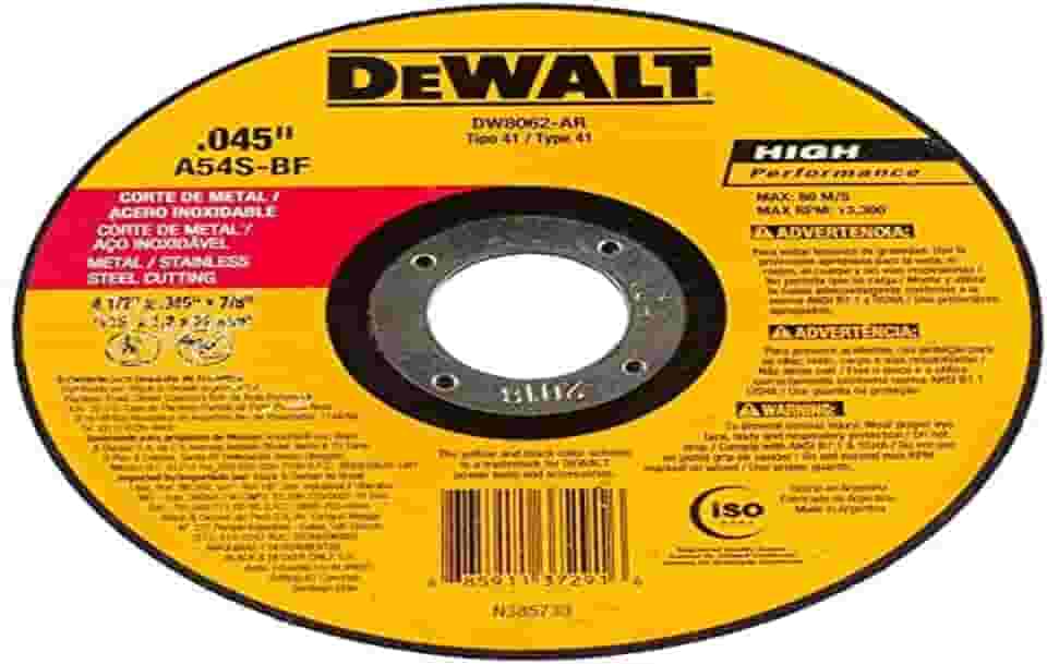 DEWALT Disco Abrasivo para Corte de 4.1/2 Pol. x 1,2mm x 7/8 Pol. (114mm x 1,2mm x 22mm) DW8062