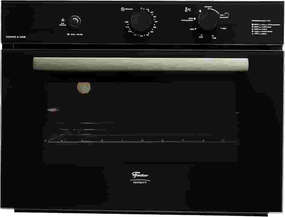 FORNO A GÁS DE EMBUTIR FISCHER INFINITY PRETO 50L 127V COM GRILL