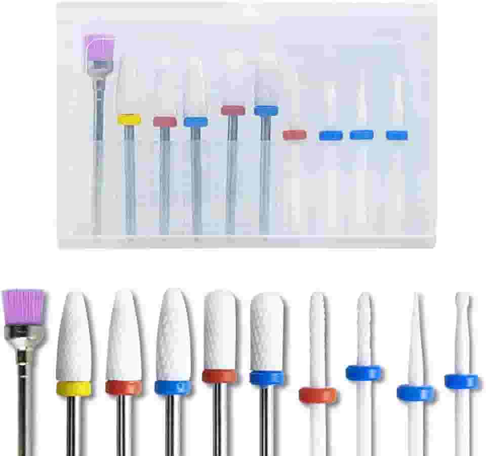 Kit 10 Brocas Cerâmica Escovinha Unhas de Gel Lixadeira