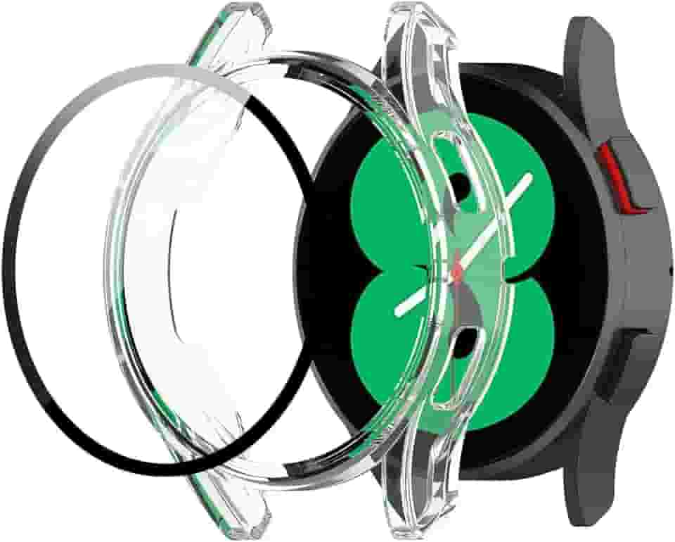 Capa Case Bumper com Película de Vidro Embutida marca 123smart Compativel com Galaxy Watch 4 e Watch 5 40mm Sm-R860 R865 SM-R900 R905 LTE - Transparente