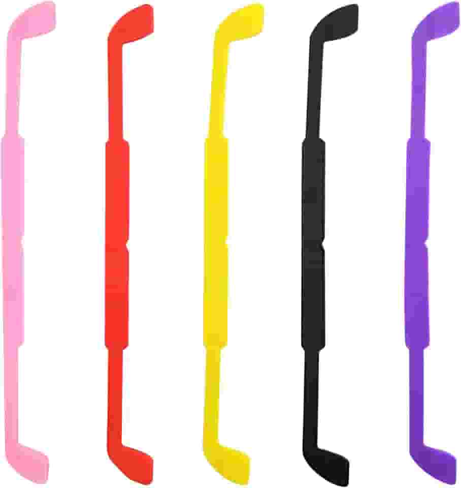 5 peças de tiras coloridas antiderrapantes de silicone macio elástico para óculos de sol, suporte de faixa para óculos de sol, retentor de óculos para esportes internos e externos, cores aleatórias