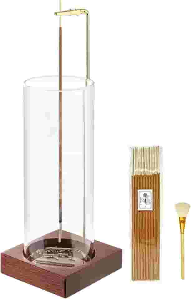 MACUSOO Suporte de incenso, suporte de incenso de madeira para palitos com 20 bastões de incenso, queimador de incenso anticinzas com apanhador de cinzas de vidro para meditação, ioga, spa, presente