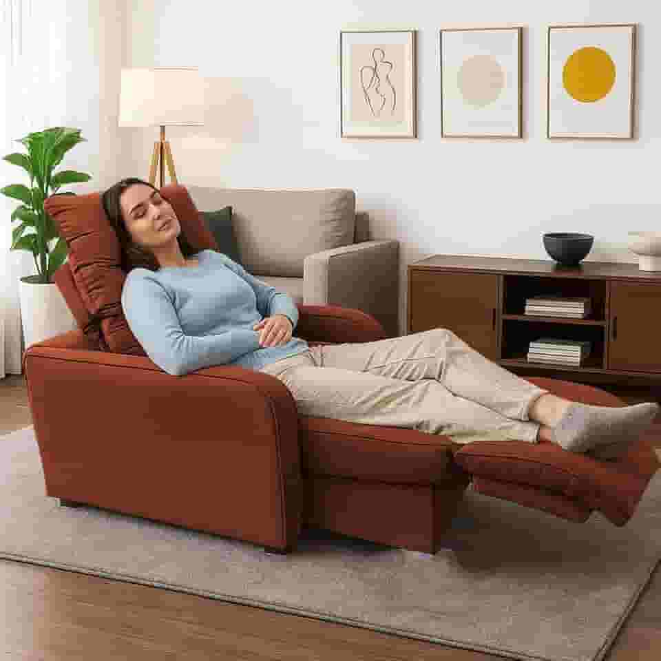 Poltrona Graça Cadeira Papai Mamãe Idoso Reclinável E Retrátil TerraCota