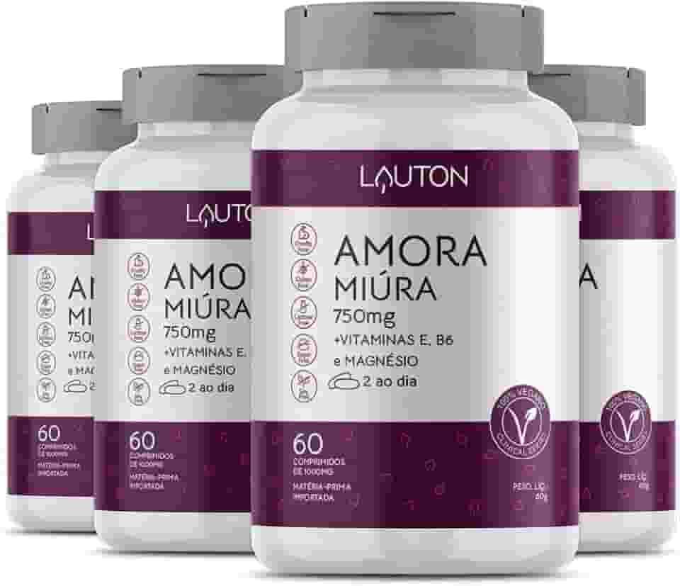 Amora Miura 750mg Premium com Vitaminas Lauton Alivia TPM e Menopausa - Kit 4