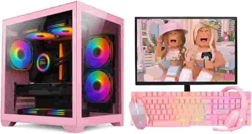 PC Gamer Alligator Shop Rosa Pink Feminino Intel i5 3470 GeForce GT 730 4GB Memoria 16GB DDR3 SSD 240GB Monitor 20