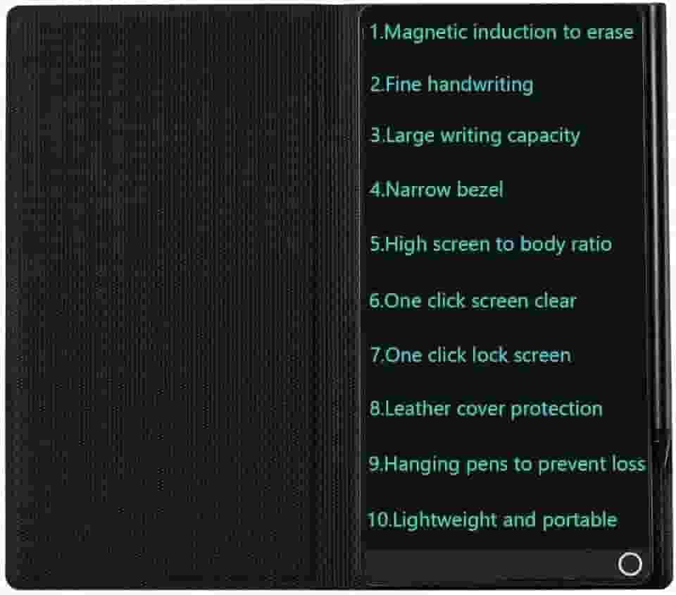 Mini tablet de escrita LCD atualizado, blocos de desenho eletrônicos reutilizáveis apagáveis de 16,5 cm, bloco de raspadinha eletrônica, canetas penduradas com estojo de couro