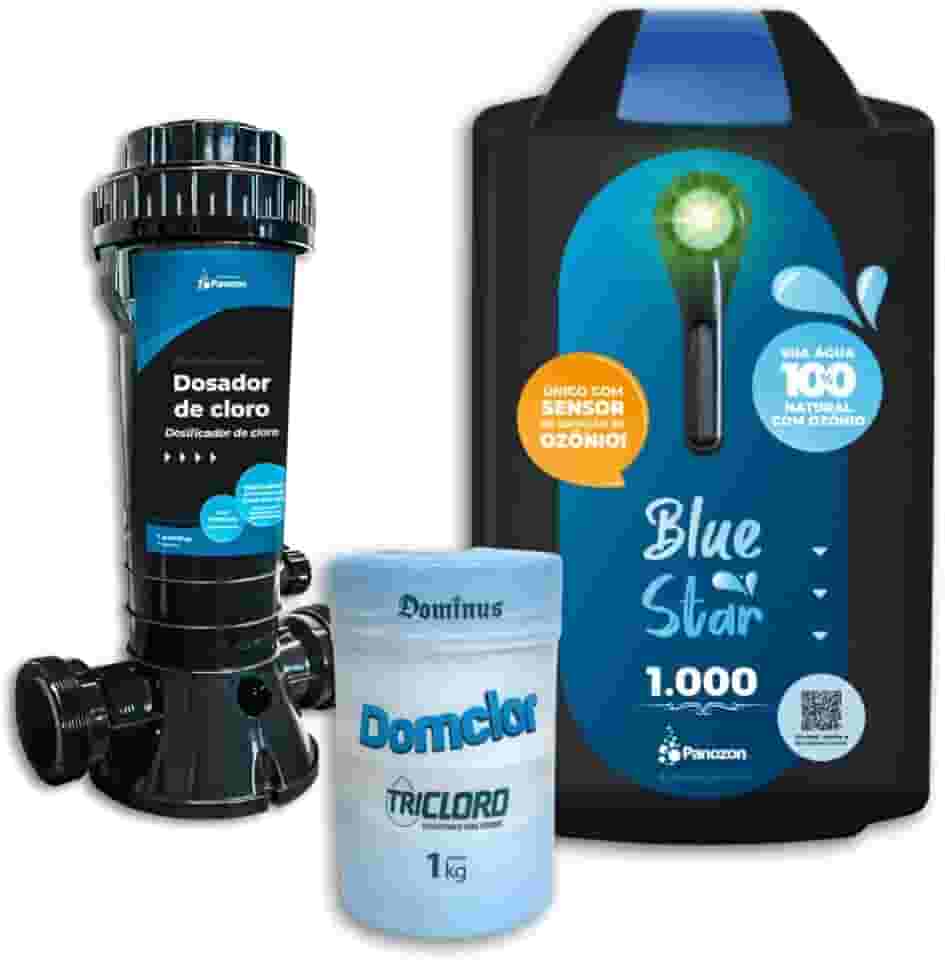 KIT Completo Gerador de Ozônio Blue Star 1000 Para Piscina de até 25.000 Litros