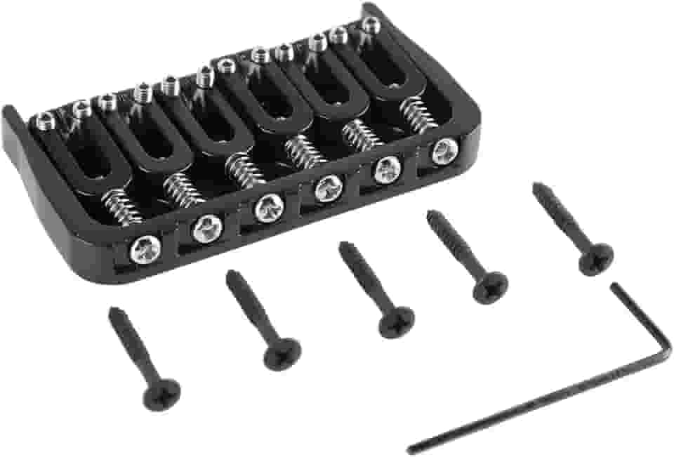 Ponte de Guitarra Elétrica Fixa, Ponte de Guitarra de Metal Ajustável Fixa (Preto com parafusos de prata)