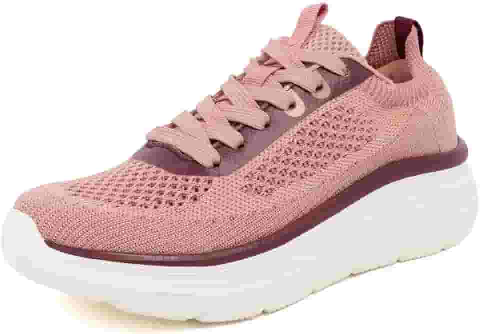 Tênis de corrida feminino moderno com cadarço casual com amortecimento máximo, Borgonha malva - venera, 35