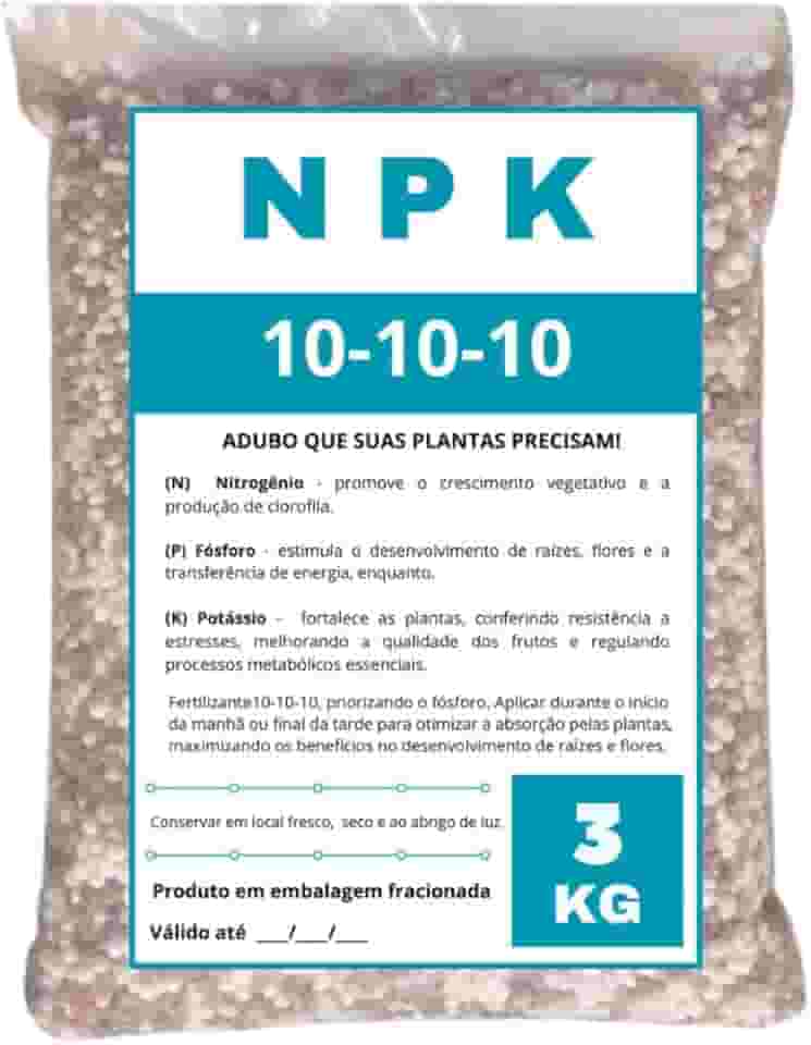 Fertilizante Adubo NPK 10 10 10 Para Plantas Frutas Flores Rosa do Deserto Samambaia 3kg