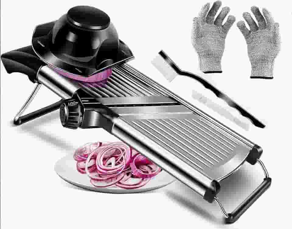 Mandolin, Mandoline Profissional, Fatiador de Legumes, Mandoline, 12 * 40 * 12CM, Pode Ser Cortado e Triturado Mandolim, Disponível Em Quatro Espessuras Ajustáveis Fatiador de Legumes
