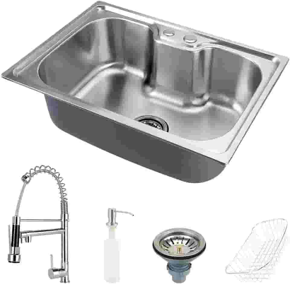 Pingoo.casa, Cuba para Cozinha Pia Gourmet Nawa 50 cm em Aço Inox 201 com Acessórios e Torneira Gourmet Misturador Monocomando Munim em Metal