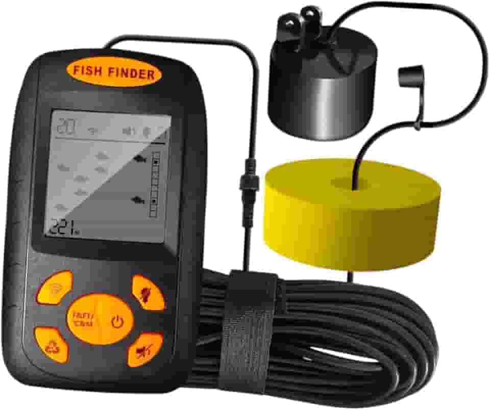 simhoa Sonar portátil para pesca, sonar portátil para pesca com fio, visor LCD, resistente e compacto para pesca marítima