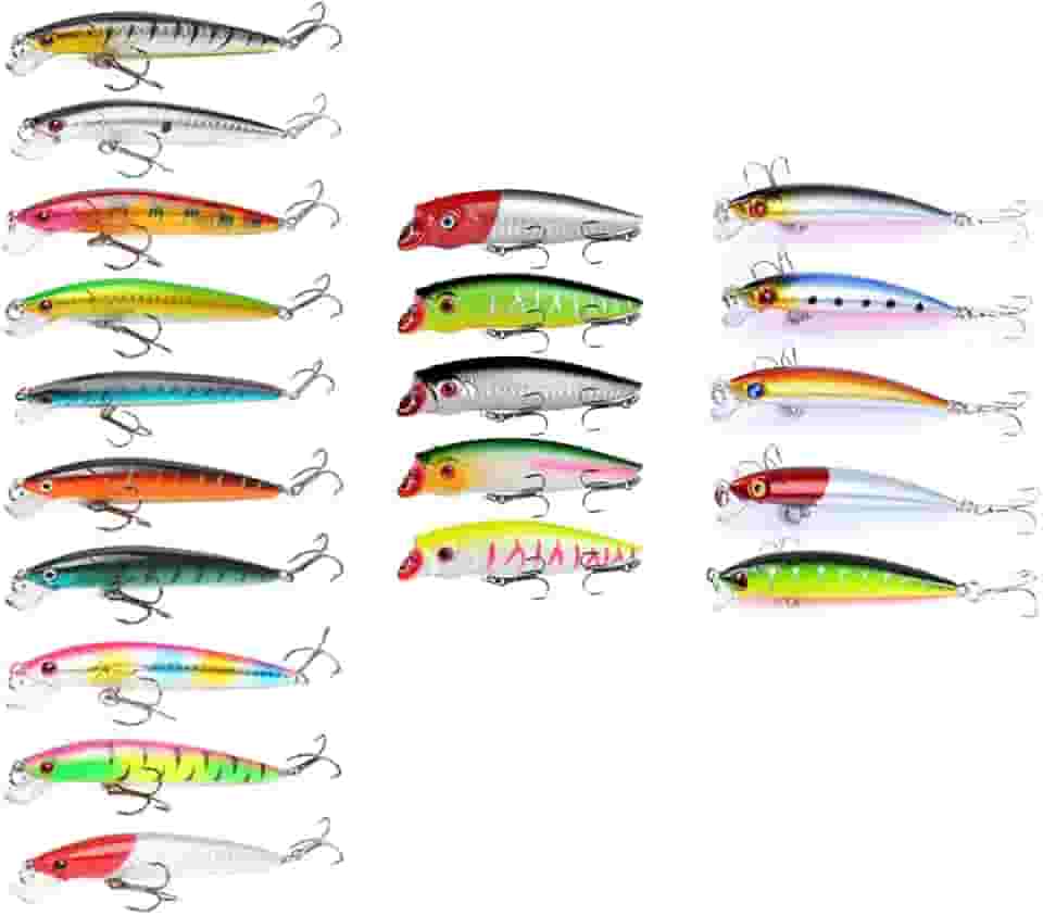 Kit 20 Iscas Artificiais Superfície+meia Água+fundo Pesca Para Tucunaré Traíra Dourado Robalo Black Bass